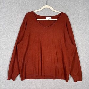 Milano Rust Burnt Orange Sweater 2X‎ Thin Stretch Quiet Luxury Minimalist Career